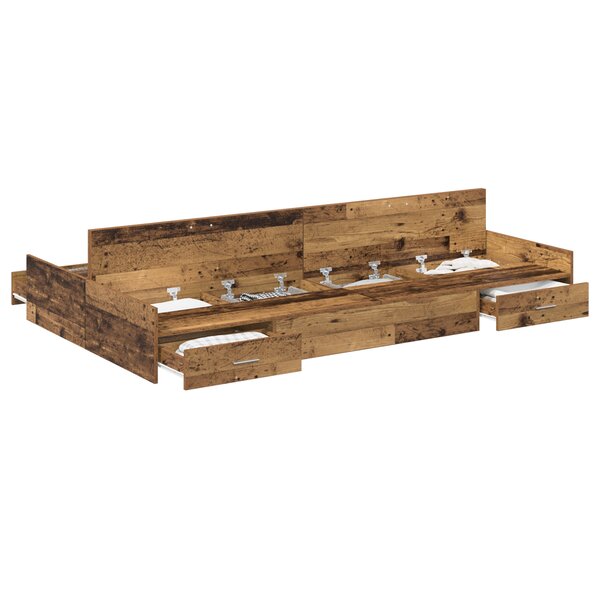 vidaXL Cadre de Lit de Rangement Bois Ancien 120x190 cm Bois d'Ingénierie