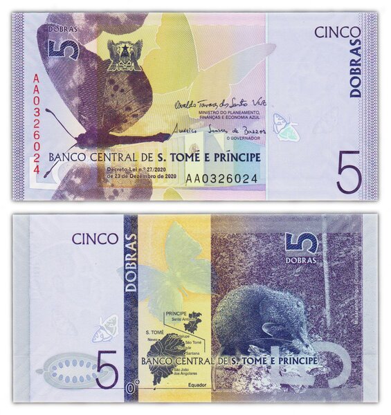Billet de collection 5 dobras 2020 sao tomé & principe - neuf - p76