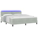 vidaXL Lit à Ressorts avec Matelas et Lumière LED Gris Clair 180x200 cm Velours