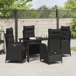 vidaXL Ensemble de jardin 5 pièces Noir Poly Rattan
