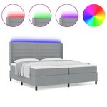 Lit Box Spring vidaXL avec matelas et lumière LED Gris clair 200x200 cm Tissu