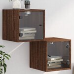 vidaXL Tables de chevet et portes vitrées 2Pièces chêne marron 35x37x35cm