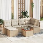 Ensemble de 7 Canapés de Jardin vidaXL avec Coussins Beige Rattan Acacia