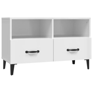 vidaXL Meuble TV Blanc brillant 80x36x50 cm Bois d'ingénierie