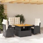 vidaXL Ensemble à manger de jardin 4 Pièces avec coussins noir