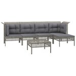 Salon de jardin meuble d'extérieur ensemble de mobilier 6 pièces avec coussins gris résine tressée 02_0016819