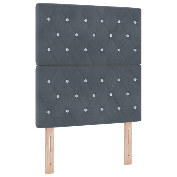 Tête de lit vidaXL Tufté avec Bouton en Cristal Gris Foncé 80 cm Velours