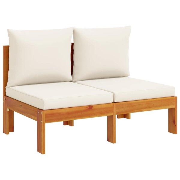 vidaXL Canapé de jardin sans accoudoirs coussins 2 places bois acacia