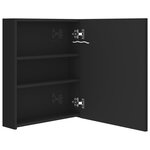 vidaXL Armoire de salle de bain à miroir LED noir brillant 50x14x60 cm