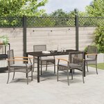 vidaXL Ensemble de salle à manger de jardin 5 pièces avec coussins en rotin synthétique gris