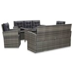 vidaXL Ensemble à manger d'extérieur 5Pièces coussins Résine tressée Gris