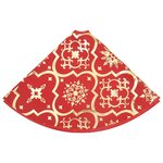 vidaXL Jupe de sapin de Noël de luxe avec chaussette Rouge 150cm Tissu