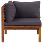 vidaXL Ensemble de canapés 2Pièces avec coussins gris foncé Acacia solide