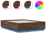 vidaXL Cadre de lit avec LED sans matelas chêne marron 135x190 cm