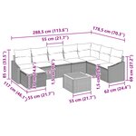 vidaXL Ensemble de Canapé de Jardin 9 Pièces avec Coussins Gris Poly Rattan Acacia