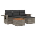 vidaXL Salon de jardin 5 Pièces avec coussins gris résine tressée