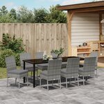 vidaXL Ensemble de salle à manger jardin 9 pièces Gris Poly Rattan