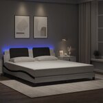 vidaXL Cadre de lit avec LED sans matelas blanc et noir 180x200 cm