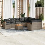 vidaXL Salon de jardin avec coussins 10 Pièces gris résine tressée