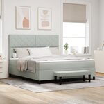 vidaXL Lit box spring avec matelas et banc gris clair 180x200 cm velours
