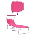 vidaXL Chaises Longues Pliantes 2 Pièces avec Auvent Rose Tissu Oxford 600D