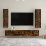 vidaXL Meuble TV mural Chêne fumé 30 5x30x110 cm