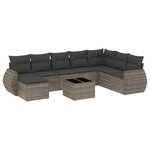 vidaXL Salon de jardin 9 Pièces avec coussins gris résine tressée