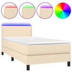 vidaXL Sommier à lattes de lit avec matelas LED Crème 100x200 cm Tissu