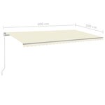 vidaXL Auvent manuel rétractable avec LED 600x300 cm Crème