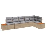 Set de canapé de jardin 6 pièces vidaXL avec coussins Beige Rotin Poly Acacia