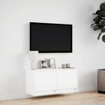 vidaXL Meuble TV mural avec lumières LED blanc 80x31x35 cm