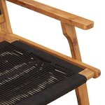 vidaXL Chaises de jardin avec table - Ensemble de 3 en bois d'acacia massif noir