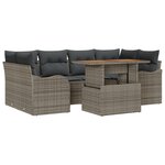 Canapé de jardin 7 pièces avec coussins Gris poly rattan acacia