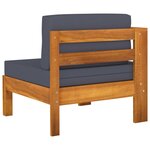 vidaXL Canapé de jardin 3 places et coussins gris foncé Acacia massif