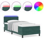Lit box spring vidaXL avec matelas et LED vert foncé 90x190 cm en velours