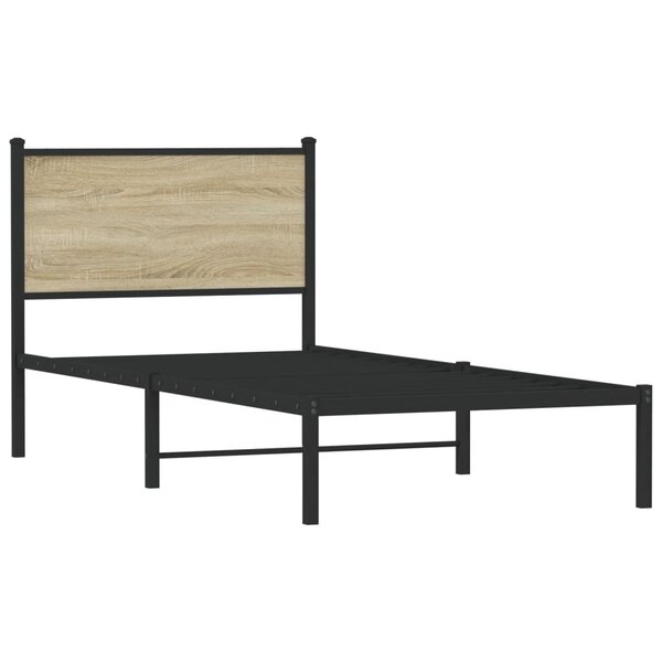 vidaXL Cadre de lit en métal sans matelas chêne sonoma 75x190 cm