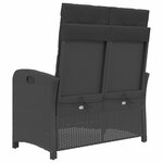 vidaXL Banc inclinable de jardin avec coussins noir résine tressée