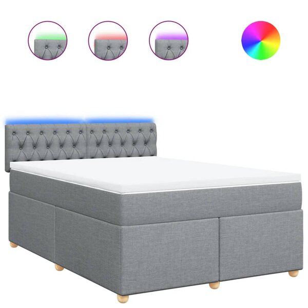 vidaXL Sommier à lattes de lit avec matelas Gris clair 140x190cm Tissu