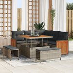 Set de Canapé de Jardin vidaXL de 8 Pièces avec Coussins Gris Poly Rattan Acacia