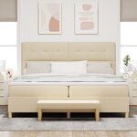 Lit Box Spring vidaXL avec Matelas & Banc Crème 200x200 cm Tissu
