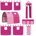 vidaXL Lit mezzanine enfants avec tour rose 90x200 cm bois pin massif