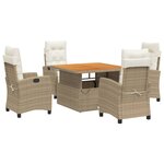 vidaXL Ensemble à manger de jardin avec coussins 5Pièces Beige poly rotin