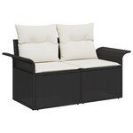 Ensemble de Canapés de Jardin 6 Pièces avec Coussins Rattan Poly Noir