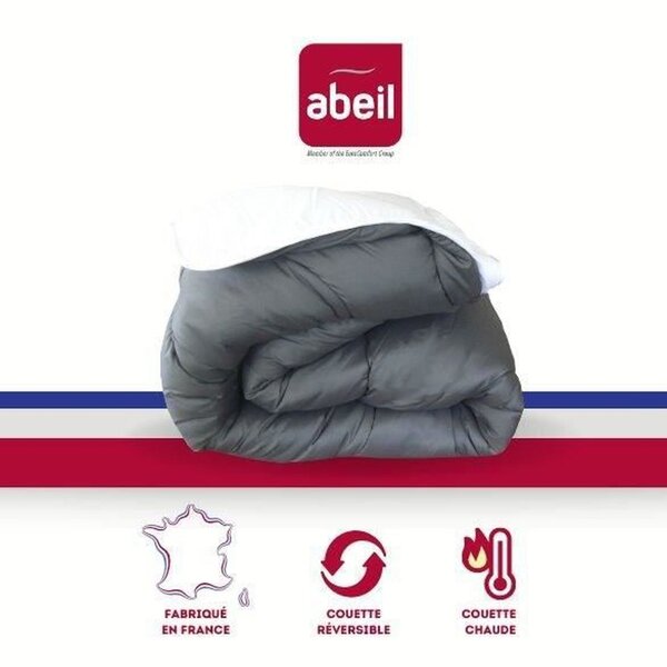 Couette bicolore 220 x 240 cm - Blanc et gris