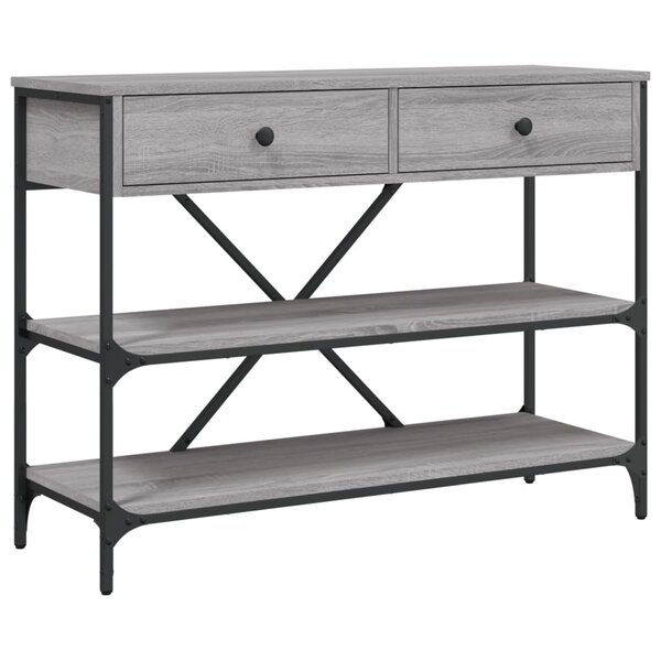 vidaXL Table console avec tiroirs et étagères gris bois d'ingénierie