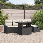 vidaXL Ensemble de canapé de jardin de 6 pièces avec coussins en rattan noir