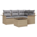vidaXL Ensemble de 5 Pièces de Canapés de Jardin avec Coussins en Rotin Poly Noir