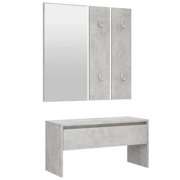 vidaXL Ensemble de meubles de couloir Gris béton Bois d'ingénierie