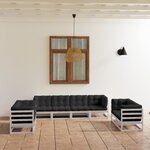 vidaXL Salon de jardin 8 Pièces avec coussins Bois de pin massif