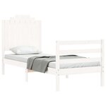 vidaXL Cadre de lit avec tête de lit blanc petit simple bois massif